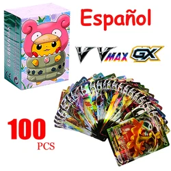 Cartes Pokemon Anime Tag en espagnol/français Team Gx Vmax V entraîneur cartes Flash, jeu de combat Pokémon 