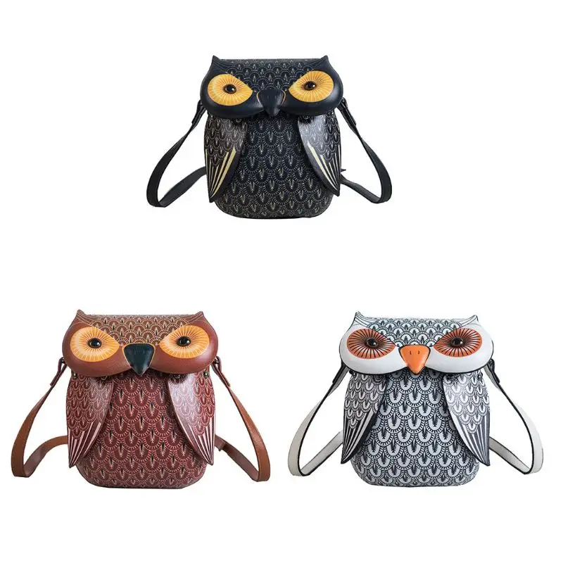 

Owl Cartoon PU Leather Handbag Casual Satchel School Purse Shoulder Bag Cro