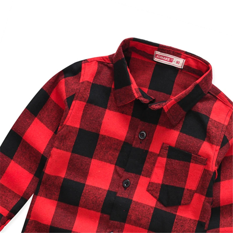 Boys Shirts Classic Casual Plaid Child Shirts Kids School Blouse Red Tops Clothes Kids Children Plaid 2-8 Years Boy Wear