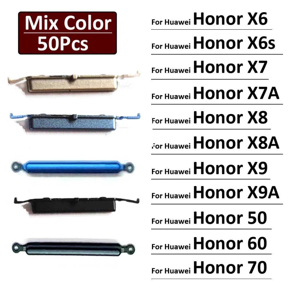 

50Pcs, New For Huawei Honor X6 X6s X7 X7A X8 X8A X9 50 Lite 60 70 4G 5G Power Button Volume Side Button Key