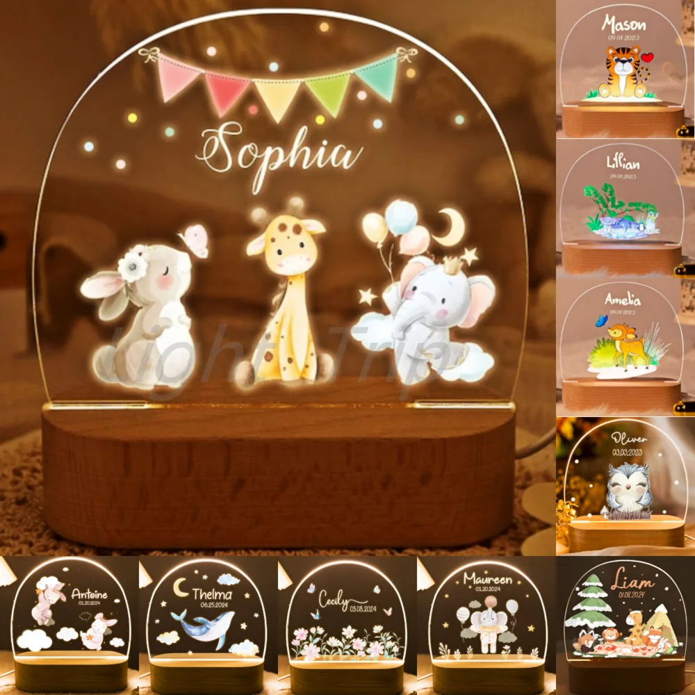 

Acrylic Night Light Led Lamp 3D Rabbit Deer Colorful Luminous Birthday Party Decorative Children Room Decoration Home Supplies