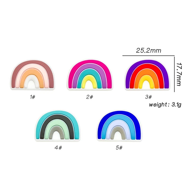 10개 BPA 프리 치발기 무지개 실리콘 비즈 DIY 귀여운 치발기 장난감 실리콘  치발기