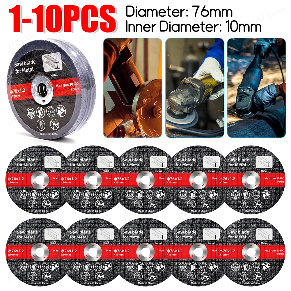 1-10PCS 76mm Cutting Disc Circular Resin Saw Blade Angle Grinder Grinding Disc for Metal Wood Iron Steel Bar Cutting Accessories