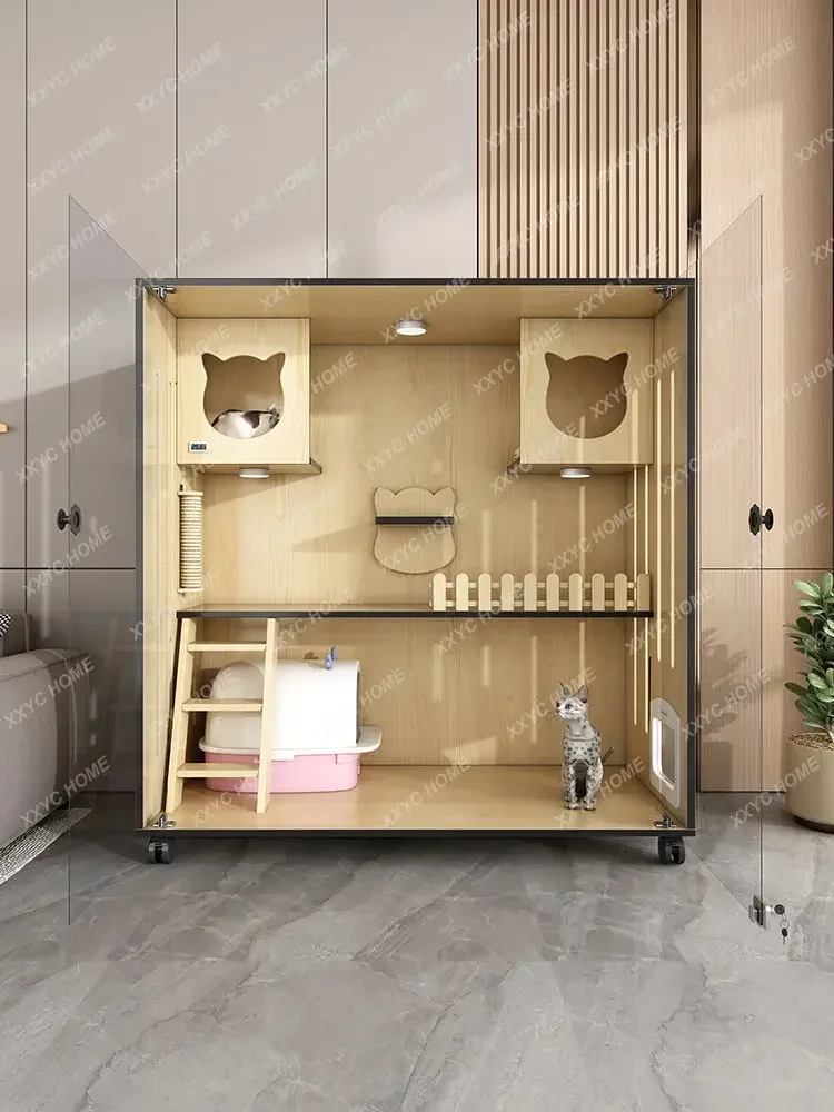 Cat Villa Cage Home Indoor Cattery House Cabinet Large Space Nest
