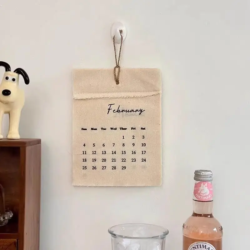 뜨거워요 2026 캔버스 훅 스타일 패브릭 캘린더, 고급스러운 레트로 스타일, 인..