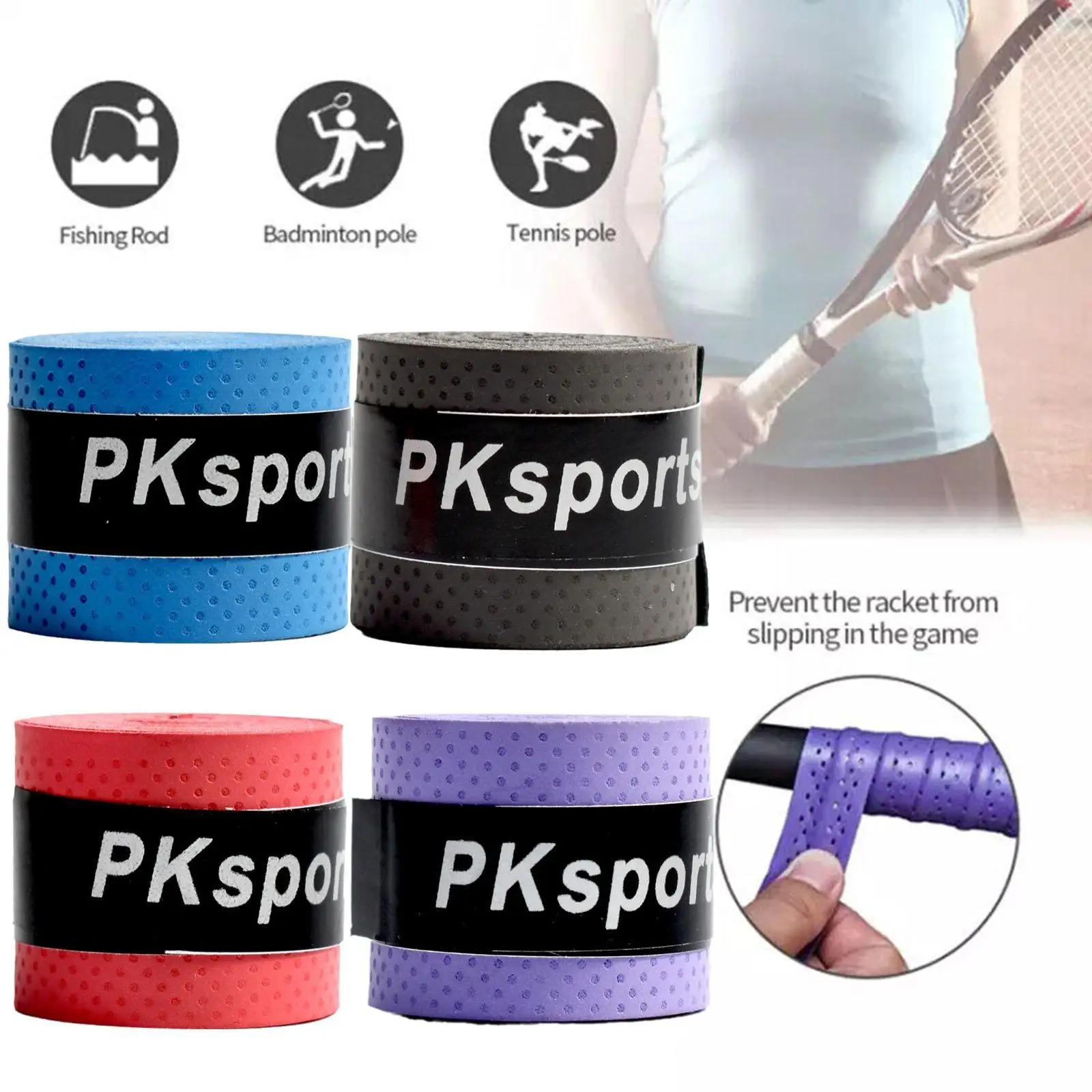 2Pcs Tennis Racket Grip Tape PU Absorbent Tennis Racket Badminton Grip Tape Anti Slip Tennis Accessories