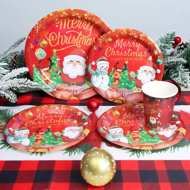 Ornament Disposable Plates Christmas Merry Christmas Disposable