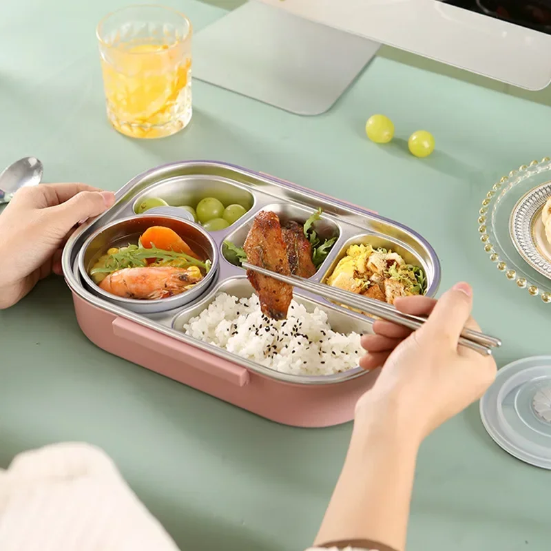 Stainless Steel Thermal Lunch Box for Kids with Spoons and Chopsticks