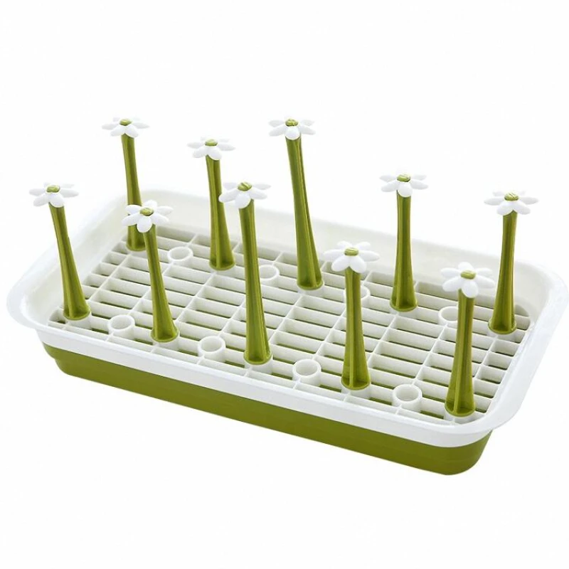 

Household living room glass teacup holder hanger drain rack with tray for holding teacups