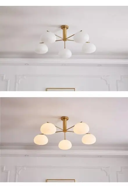 Mid-Century Modern Kronleuchter LED Milchweiß Glas Lampe für Wohnzimmer Deckenlampe Schlafzimmer Bauhaus Home Dekoration Glanz – Detail 6