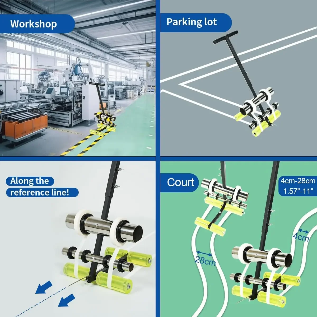Field Line Striping Machines,Basketball Court Marking Kit+Drawing Circle Kit,Upgraded Widened Floor Tape Applicator,Floo
