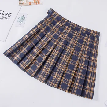 한국 패션 여름 Y2k 격자 무늬 플리츠 스커트 여성용, 보라색 하이 웨스트 짧은 안전 안감 학교 유니폼 a 라인 소녀 미니 스커트