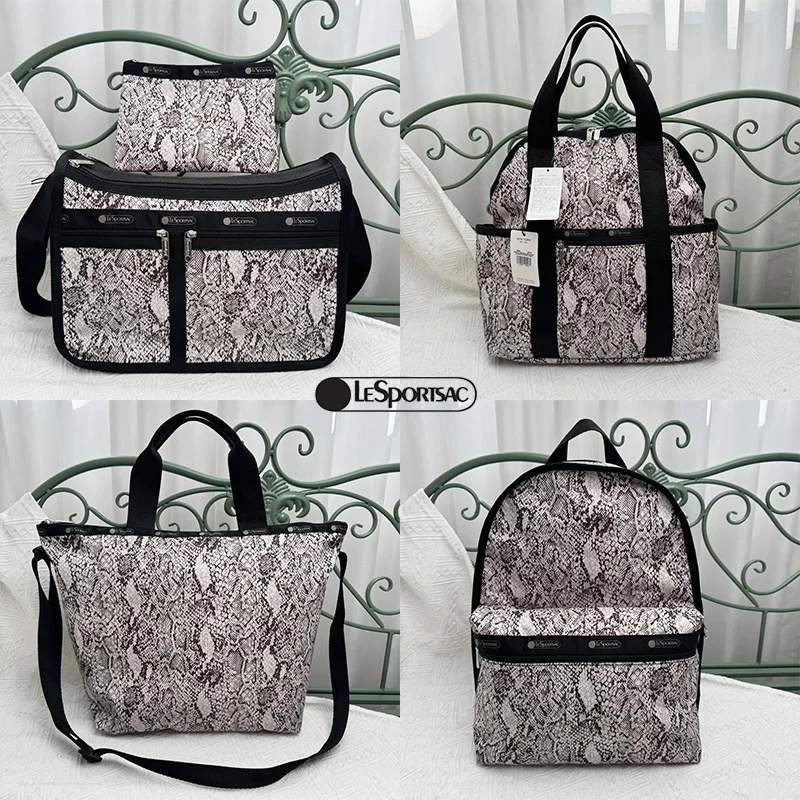 

Женская сумка Lesportsac, новый продукт, изысканная нейлоновая сумка, сумка через плечо, повседневная тканевая сумка, сумка с модным змеиным принтом