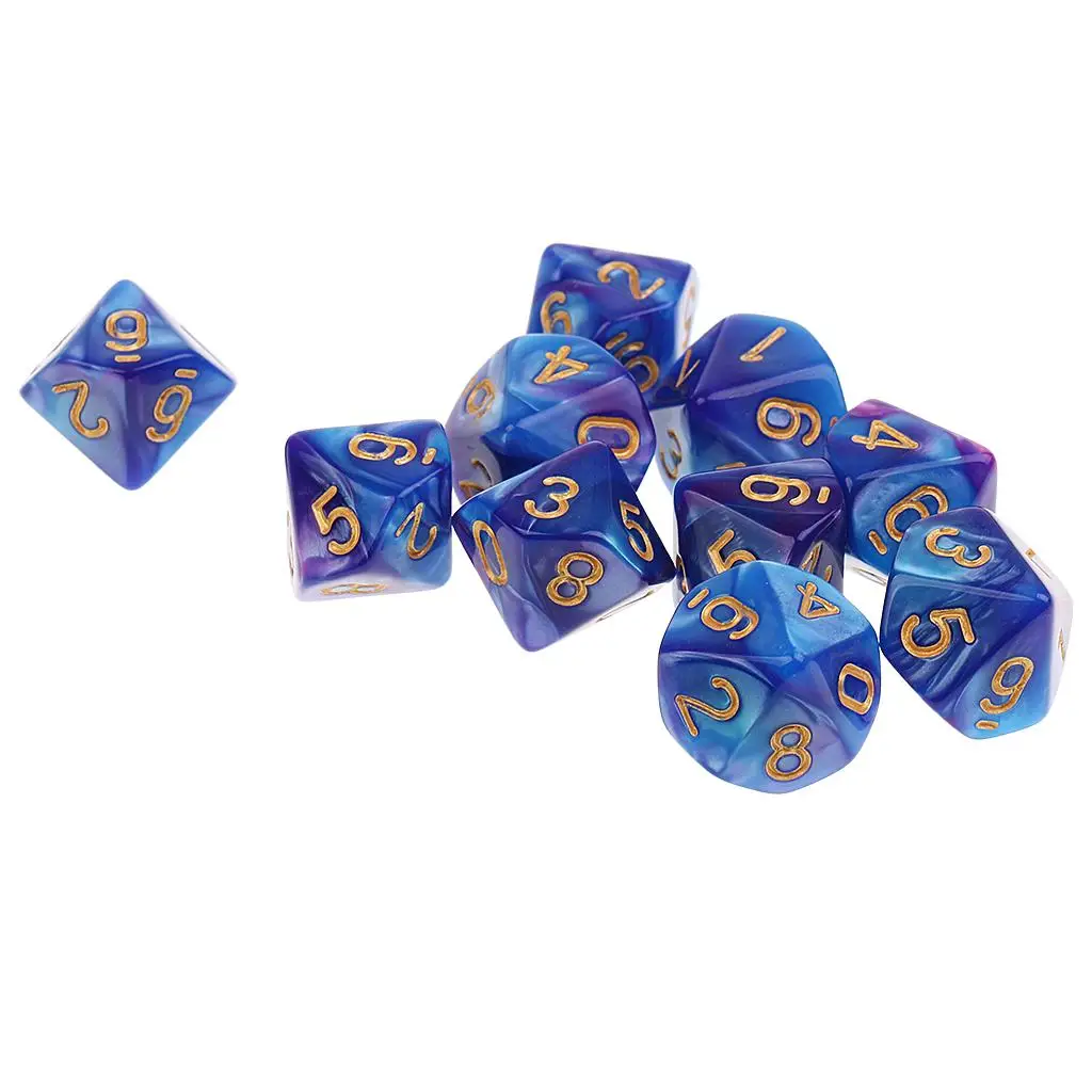 10pcs 10 Sided Dice D10 Polyhedral Dice for and Dragons Table Games