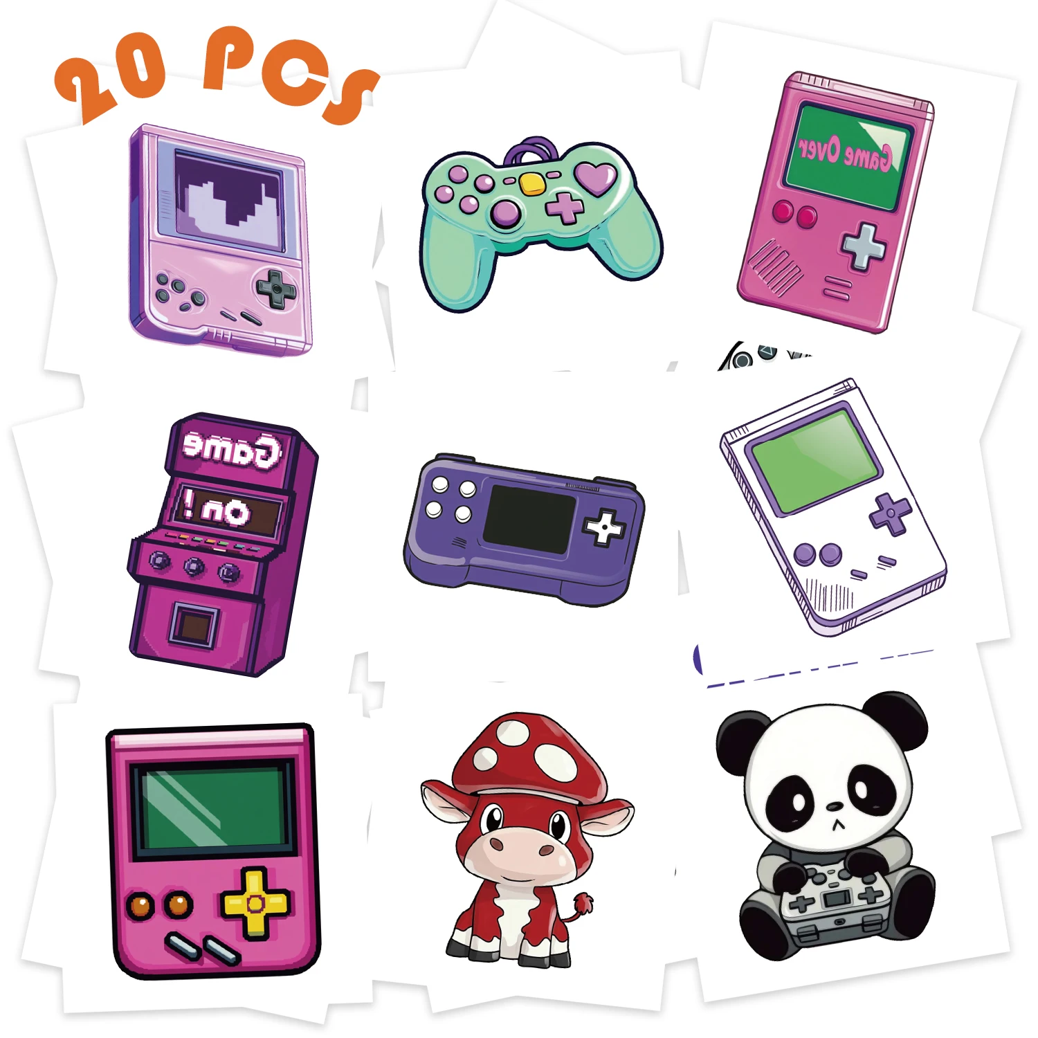 20 Sheets/Set Cartoon Inspirational Gaming Tattoo Sticker body decoration Diy Toys Temporary Waterproof Cartoon Tattoo Stickers