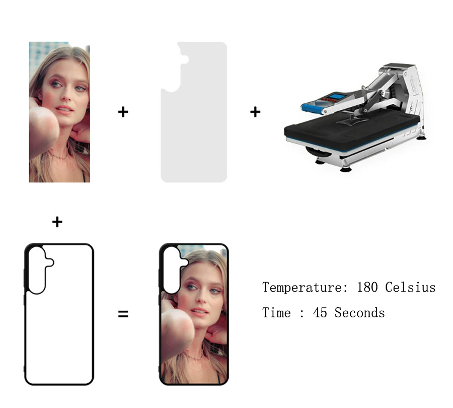 5 Pcs DIY Blank Sublimation Phone Cases with Metal Plate and Rubber TPU