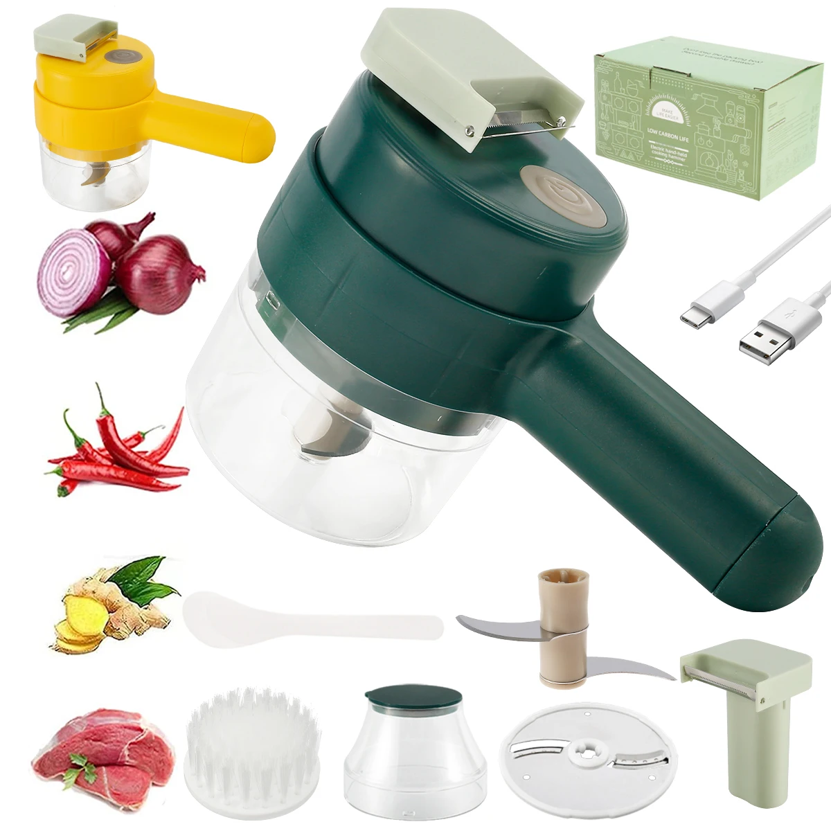 Electric Vegetable Cutter Multifunction Food Chopper Slicer Handheld ...