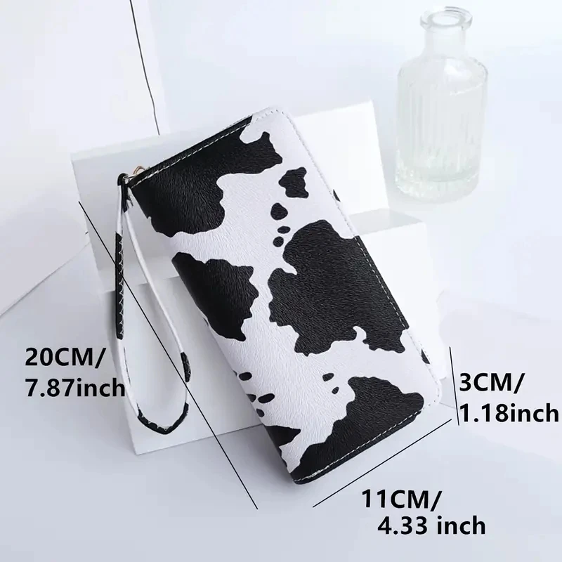 Portafoglio lungo con stampa mucca, portamonete versatile e carino in ecopelle da donna, porta carte di credito - immagine 6
