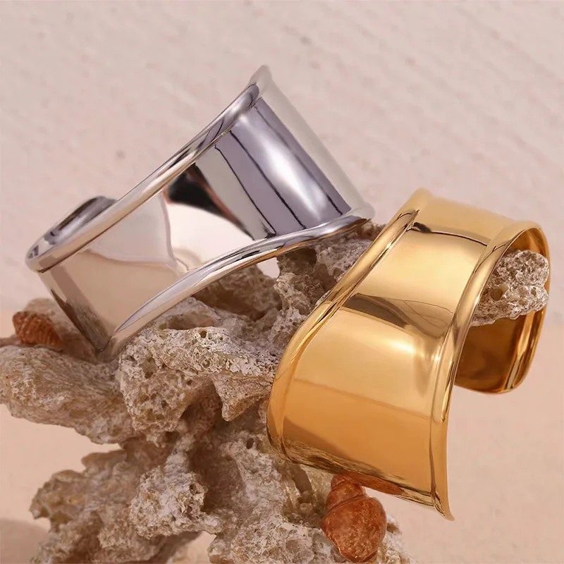 

PAPERPLUS | Stainless Steel Gold Bracelets for Women. Smooth Metal. Luxury Customer Jewelry.1Pcs. Trendy New 2024
