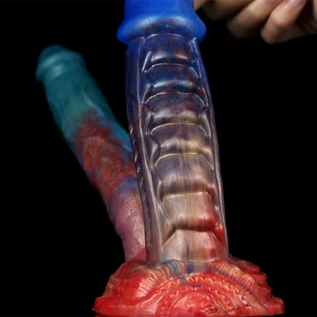 Streamer Color Double Dildo Huge Realistic Alien Glans Soft Silicone with Sucker Sex Toys for Women Lesbian Products Bdsm Fetish 4