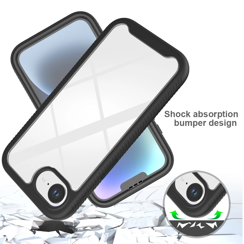Ultimate 360° Protection Transparent Shockproof Phone Case with PET Screen Film