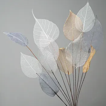 Home Decoration Lucency Leaves Natural Leaf Vein Immortal Artificial Flowers Wedding Table Decoration Wire Stem 1