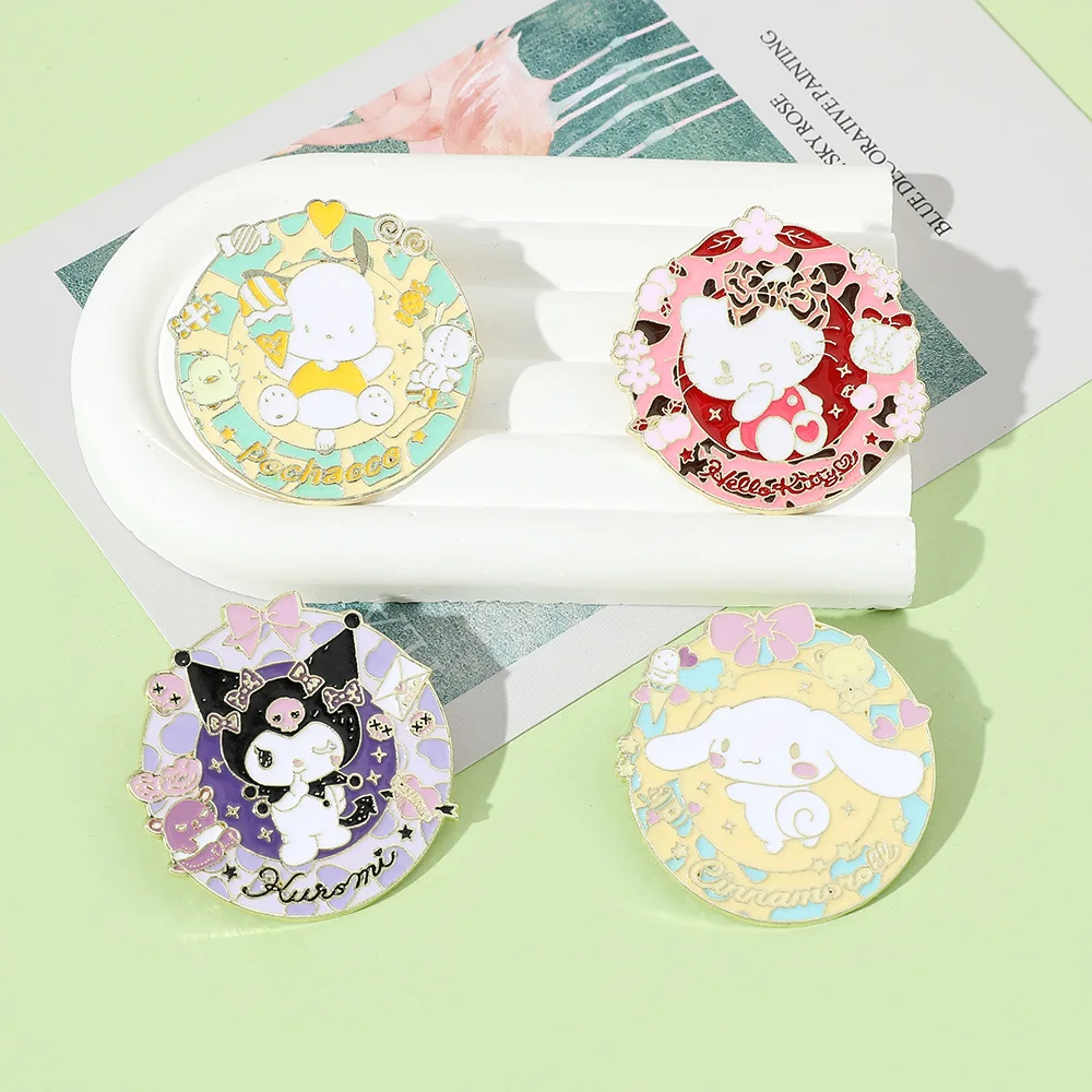 

Cute Sanrio Metal Badge Cartoon Kuromi Pochacco Cinnamoroll Melody Hello Kitty Anime Figures Enamel Brooch Jewelry Lapel Pins