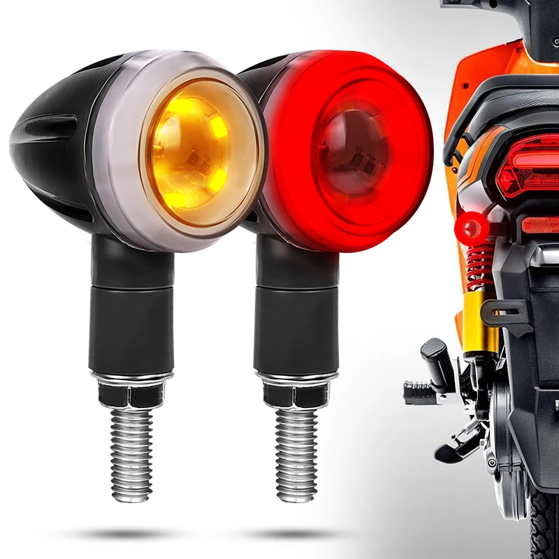 

2pcs 8mm Motorcycle Rear LED Turn Signal Lights Red Amber Indicator Brake Light For Suzuki Honda Yamaha Kawasaki Bobber Chopper