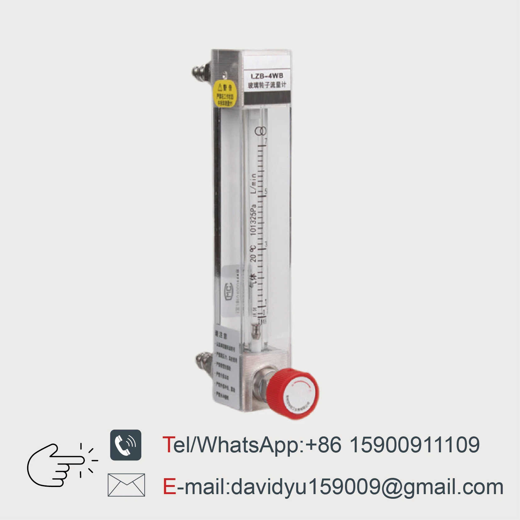 LZB-4WB Glass Tube Flow Meter Rotameter for Gas Liquid Air Water Oxygen Nitrogen Adjustable