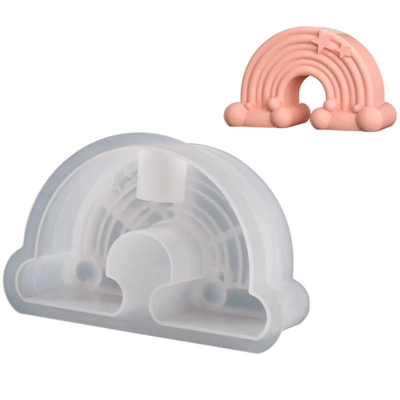 3D Rainbow Arch Bridge DIY Aromath Plaster Cloud Rainbow Ornament Wax Mould 3D Silicone Candle Molds Home Craft Decoration