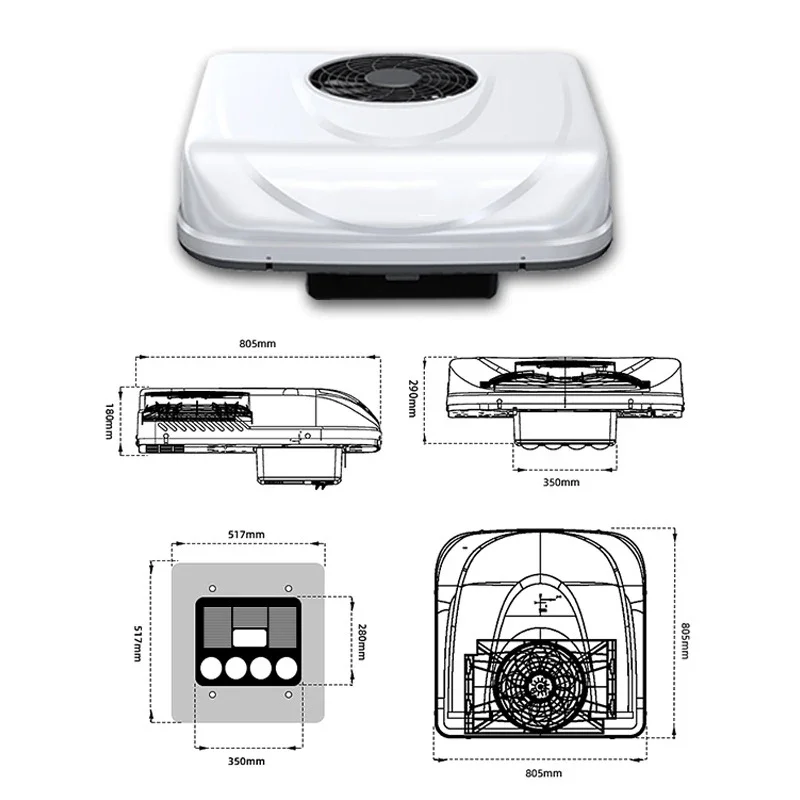 2000W 12V Automotive RV Rooftop air conditioner Electric Parking Air conditioning 24V for Camper Van Bus Motorhome
