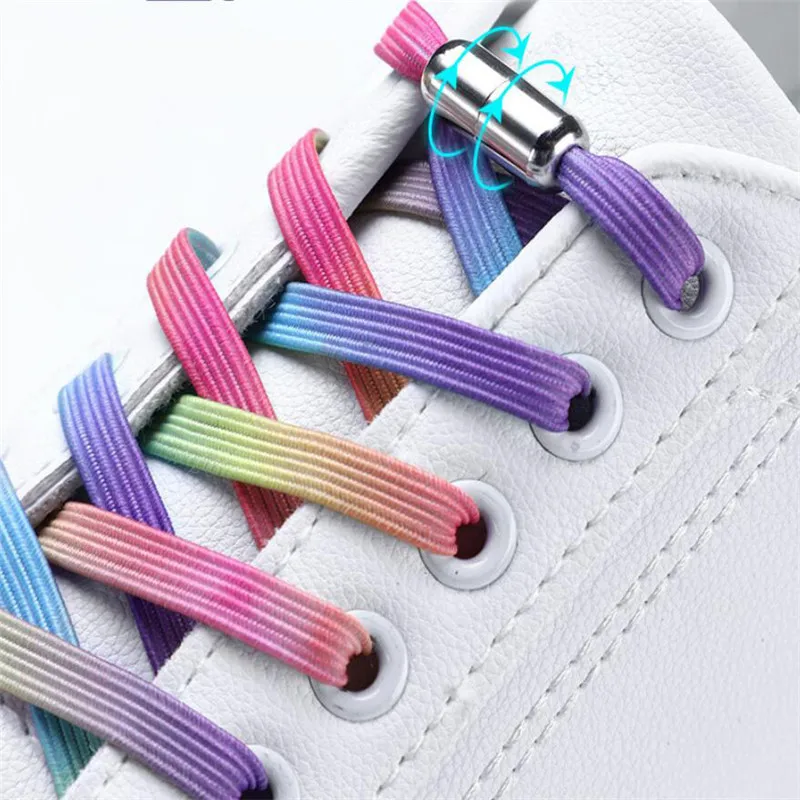 Glänzende Elastische Schnürsenkel Halbkreisförmig Ohne Binden für Kinder und Erwachsene Schnürsenkel für Sneaker Schnelle Lazy Laces mit Kapselschnalle