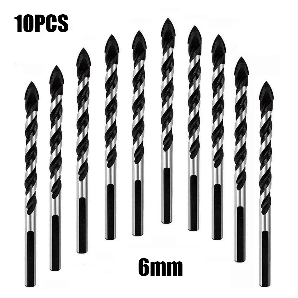 

10PCS 100mm Triangular Drill Bit 6mm DIameter Tungsten Carbide Drill Bit Set For Porcelain Tile Concrete Brick Glass