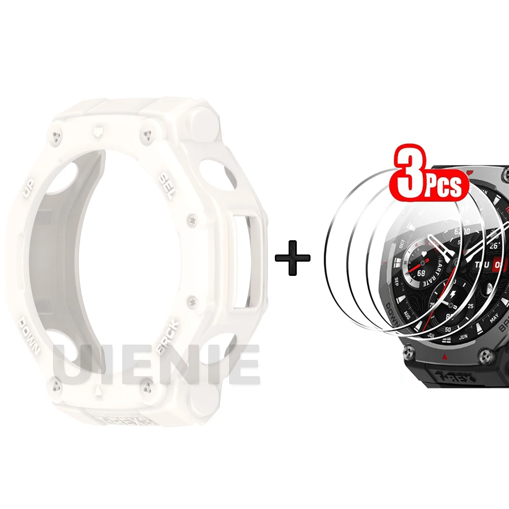 Enhanced Soft TPU Protector Case with Toughened Glass for Smartwatch - Durable Hollow Protection Shell Frame