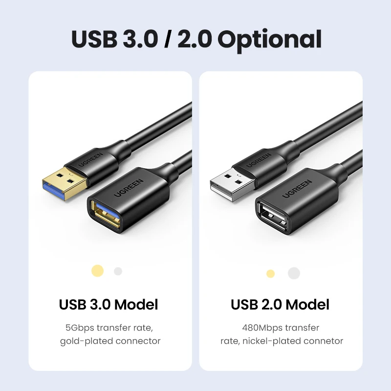 UGREEN USB Extension Cable USB 3.0 Cable for Smart Laptop PC TV Xbox One SSD USB 3.0 2.0 Extender Cord Mini Fast Speed Cable — view 6