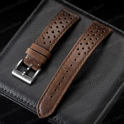 Elegant Vintage Genuine Leather Watch Strap - Universal Cowhide Wristband - 22mm (Dark Brown)
