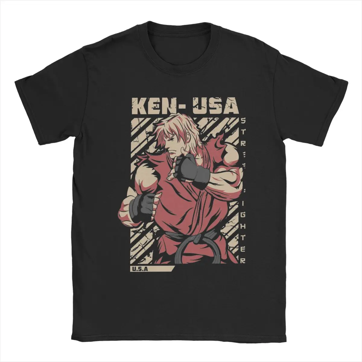 T-Shirt Da Uomo Ken Masters Street Fighters Humor 100% Cotton Tees Maglietta Da Gioco A Maniche Corte Girocollo Vestiti Originali