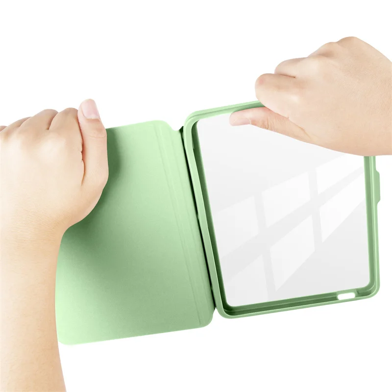 Detachable Acrylic Clear Back Case with PU Leather Smart Sleep Cover