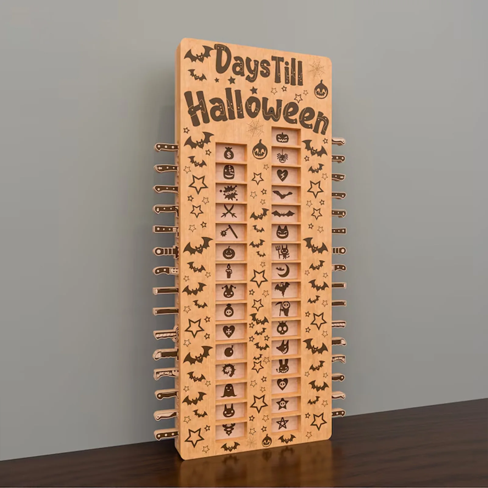 Halloween Advent Calendar 31 Days Countdown Calendar Kids Wooden Crafts Gifts Home Ornament Spooky Festival Ambience Decorations