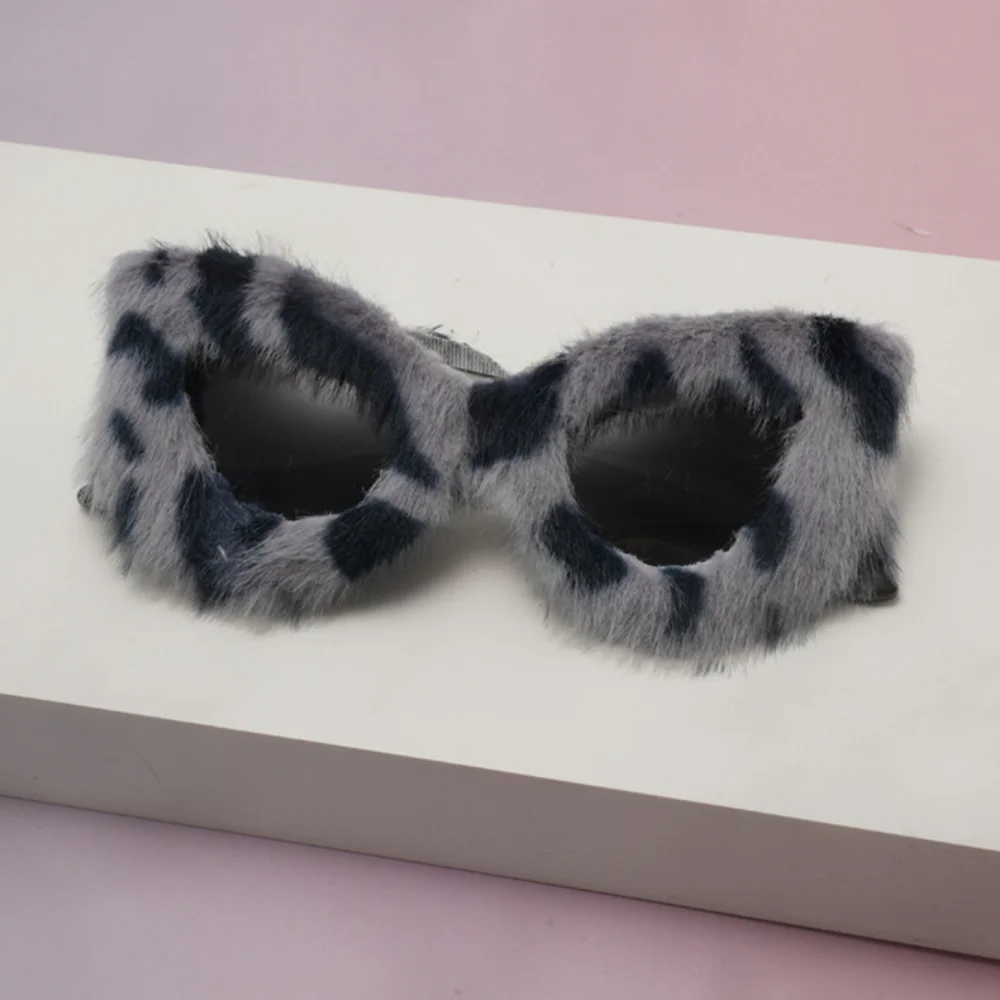 Neue Marke Flauschige Cat Eye Sonnenbrille Lustige Geburtstag Party Shades Gläser Marke Designer Pc Rahmen Brillen Plüsch Winter Gläser – Detail 14
