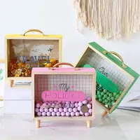 Novelty Wooden Money Box, Transparent Piggy Bank, Can Save Money, Coin, Cash Change, Home Desktop Decoration, Kids Gift 2