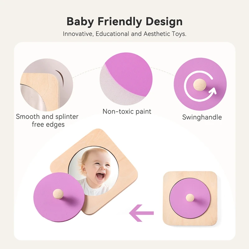Kids Wooden Mirror Board Montessori Puzzle Busy Board Toys Newborn Hand Eye Coordination Ability Early Educational Sensory Toys