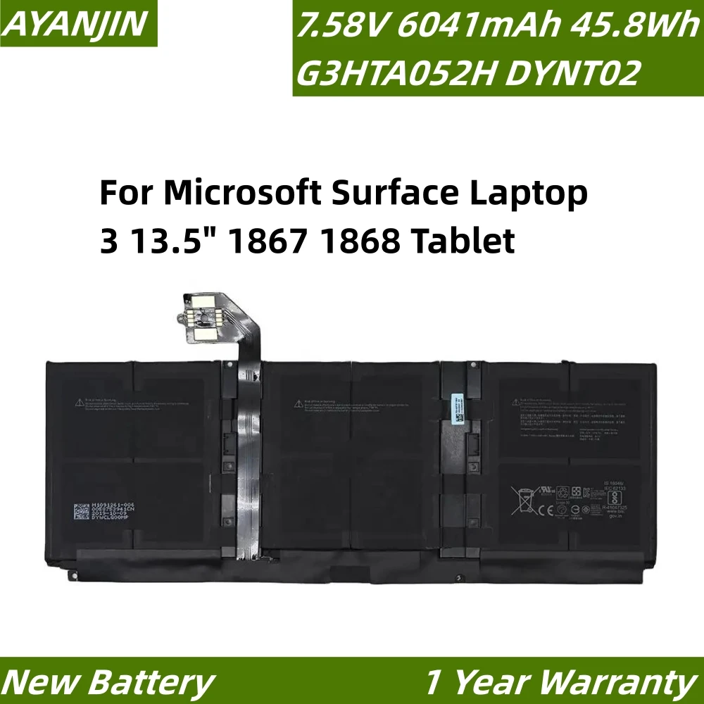 Batteria Per Laptop Muslimydynt02 7.58V 6041Mah 45.8Wh Per Tablet Microsoft Surface Laptop 3 13.5 "1867 1868
