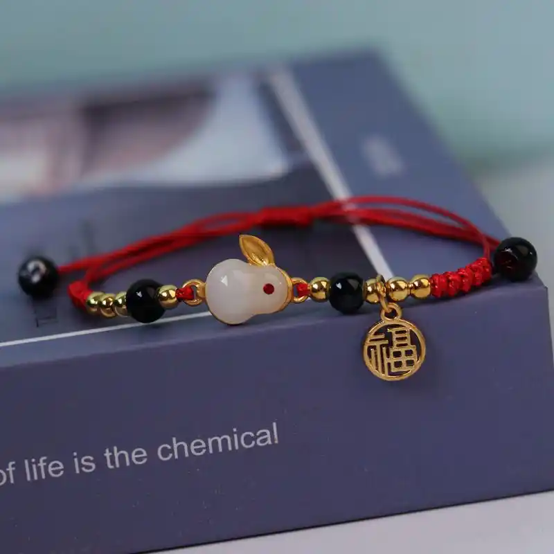 Adjustable Red String Bracelet - Chinese Zodiac Rabbit Year 2023 Lucky Charm