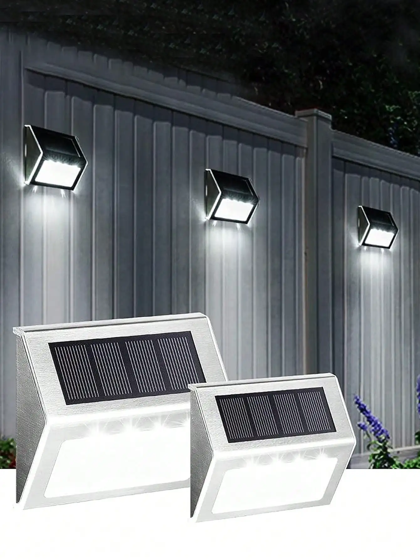 Description Picture 6 of itemUpgraded Solar Panel Solar Fence Lamp Stainless Steel Stair Garden Step LED Light