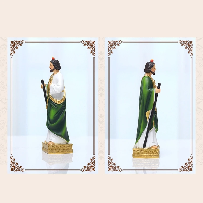 Christian Statue 95AA Saint Jude Statue Catholic Christian Hand Painted Holy Religious Figurine for Home Bedroom Church Decoration Gift