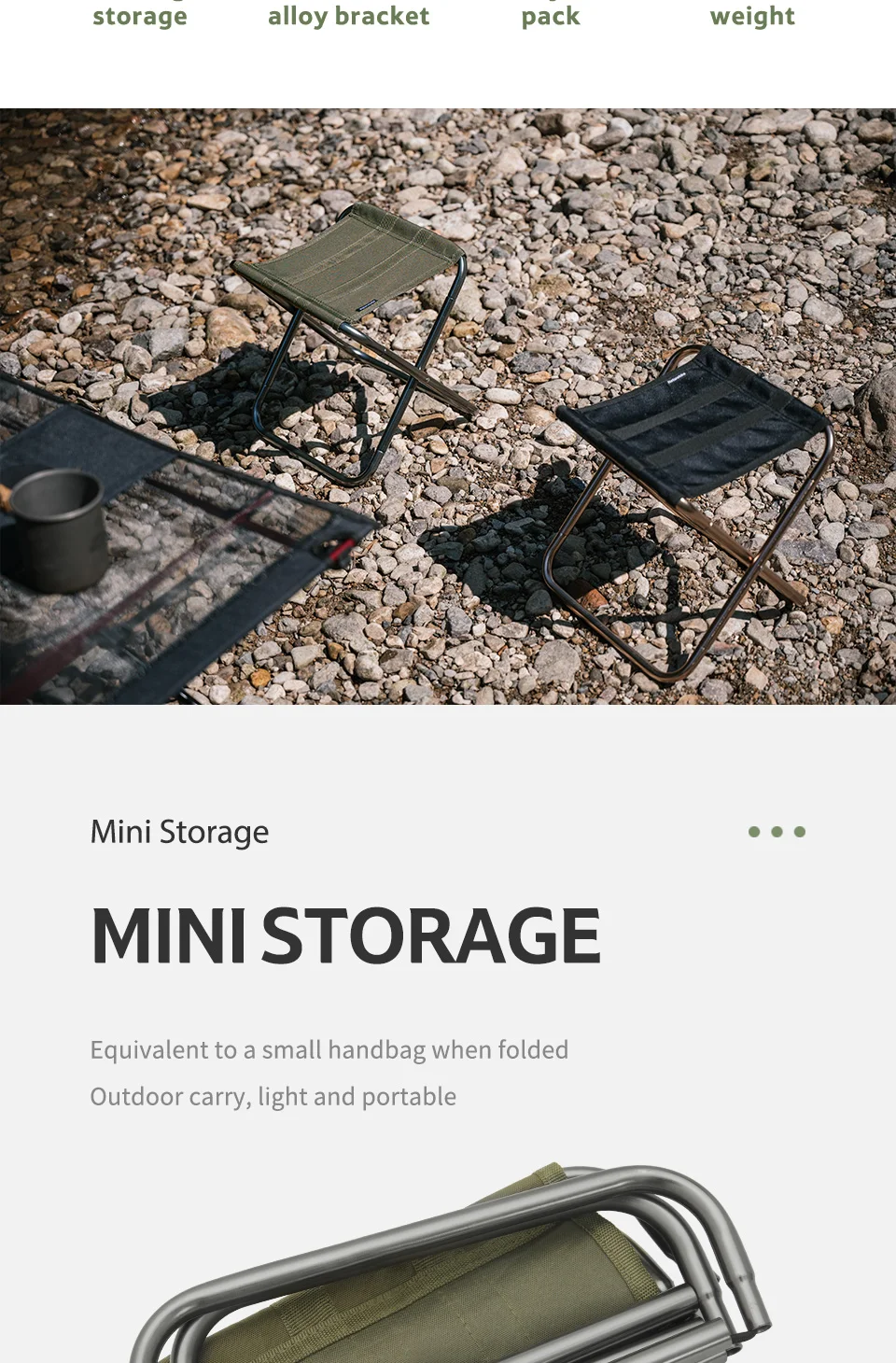Description Picture 4 of itemNaturehike Mini Storage Fishing Chair Ultralight Aluminium Alloy Folding Fishing Stool Portable Outdoor Camping Chair