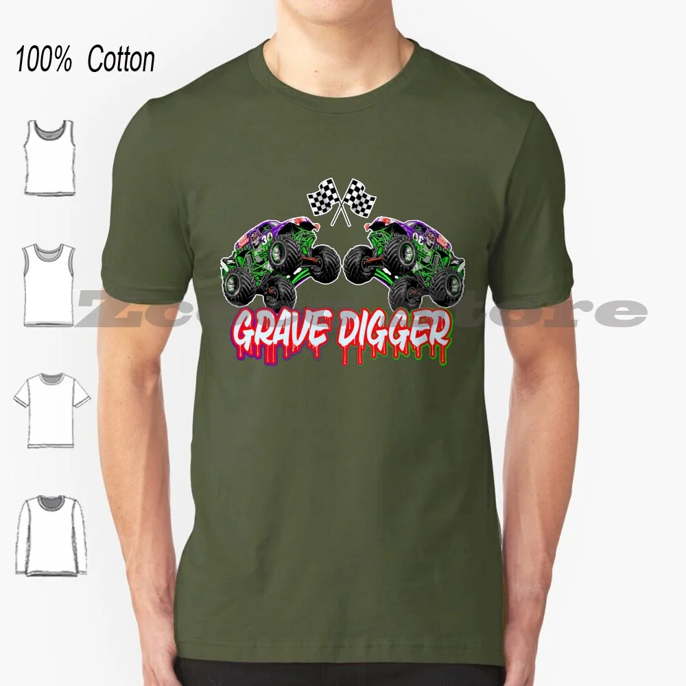 Monster Jam Grave Digger Monster Fanart Idee Regalo Bandiera 100% Cotone Uomini E Donne Soft Fashion T-Shirt Monster Jam Monster