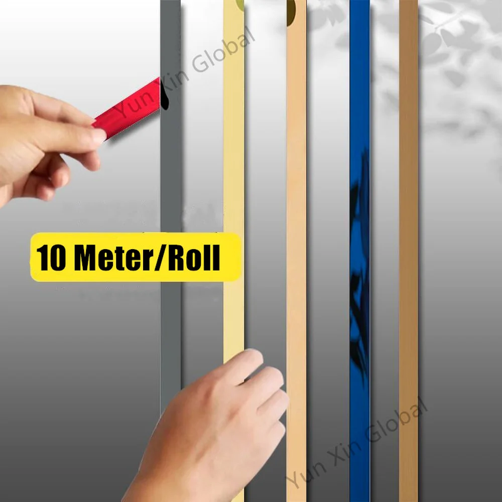 10m/roll Gold Wall Sticker Strip Stainless Steel Flat Self Adhesive
