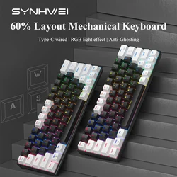 Mechanical Keyboard Blue /Red Switch Cooling RGB Backlit Keypad USB-C Wired 60% Layout Compact Ergonomic Gaming Keyboard